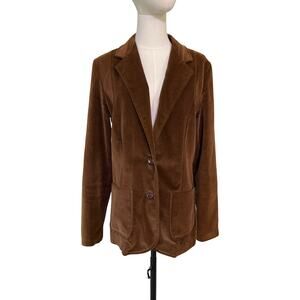 Vintage Montgomery Ward Brown Velvet Blazer Jacket Cotton Lined Classic Size 14